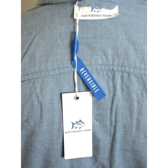 Southern Tide Men's Reversible Melbourne LS Plaid Shirt Mountain Spring Blue NWT - Picture 7 of 9